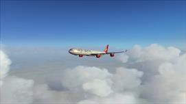 A340-600 Virgin Atlantic, above Cape Canaveral A340-600 Virgin Atlantic, above Cape Canaveral